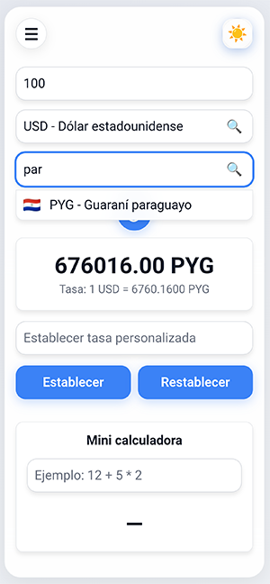 Just Currency Converter- Spanish interface